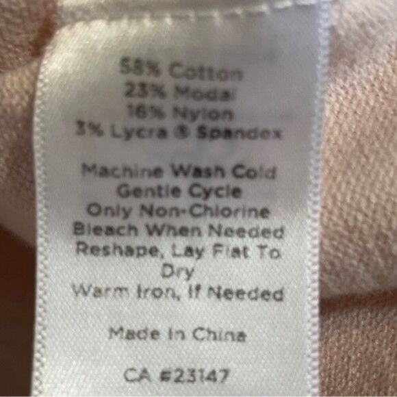 Talbot V-Neck Sweater Ribbed Center Stripe Pastel Pink Petite Large - Picture 9 of 9